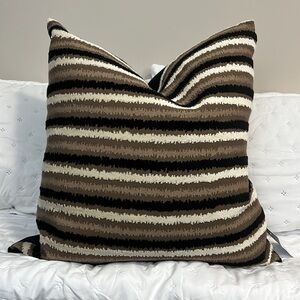 Caldeira Striped Textured Neutral Colors Oversized‎ 24x24 Velvet Accent Pillow